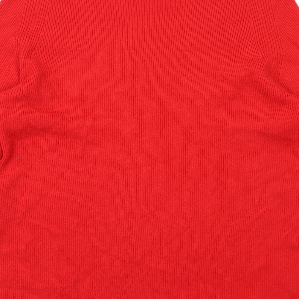 Marks & Spencer Womens Red V-Neck Viscose Pullover Jumper Size 12