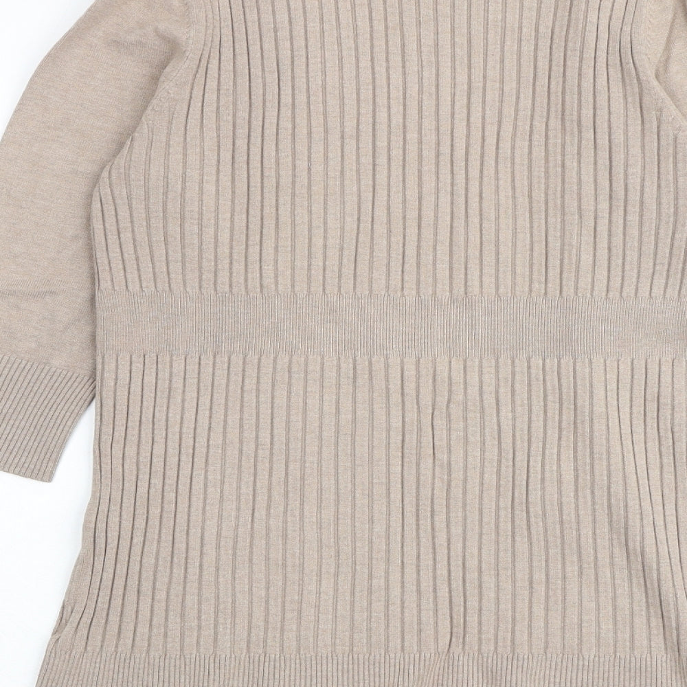 M&Co Womens Brown V-Neck Acrylic Cardigan Jumper Size 12