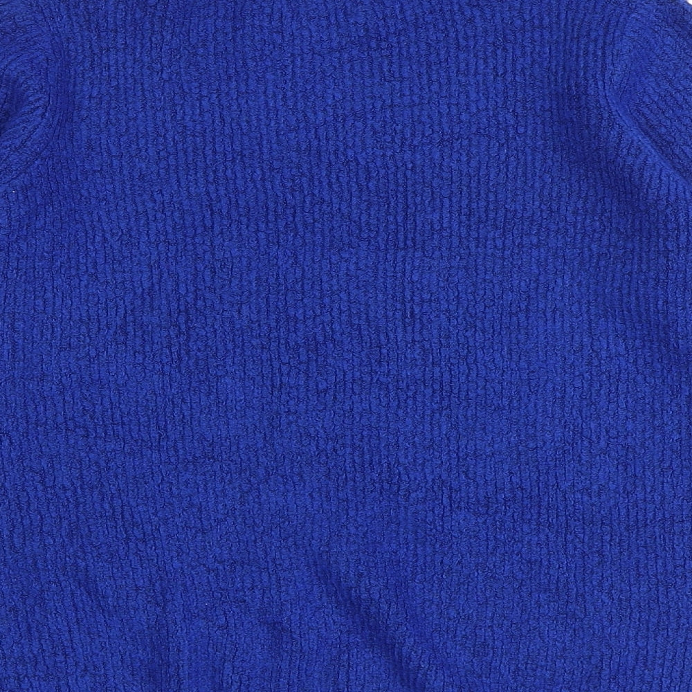 M&Co Womens Blue Mock Neck Acrylic Pullover Jumper Size 12