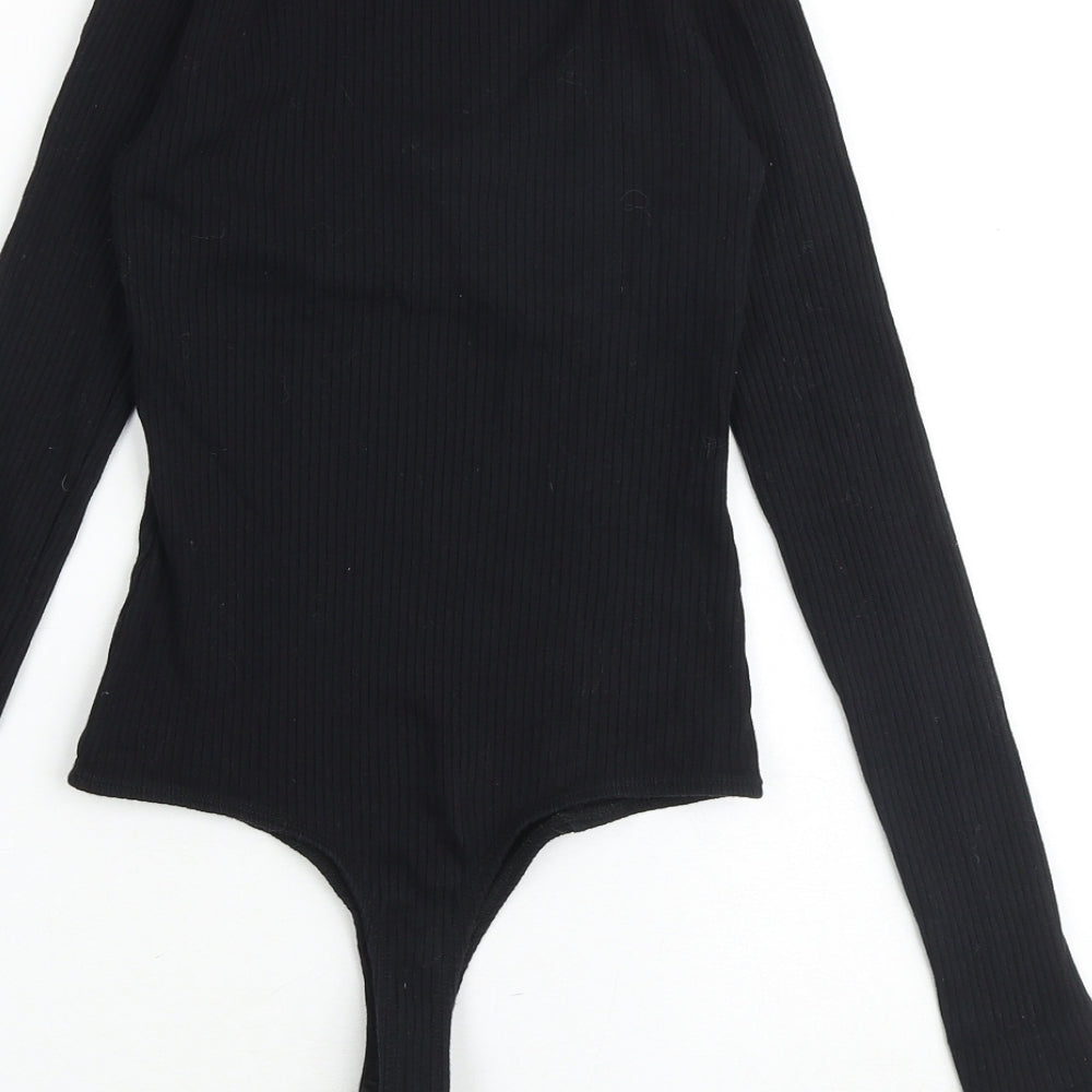 ASOS Womens Black Cotton Bodysuit One-Piece Size 6 Snap
