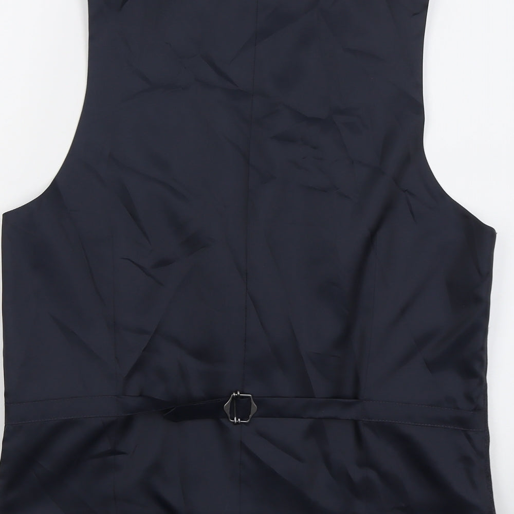 Marks & Spencer Mens Blue Polyester Jacket Suit Waistcoat Size 40 Regular