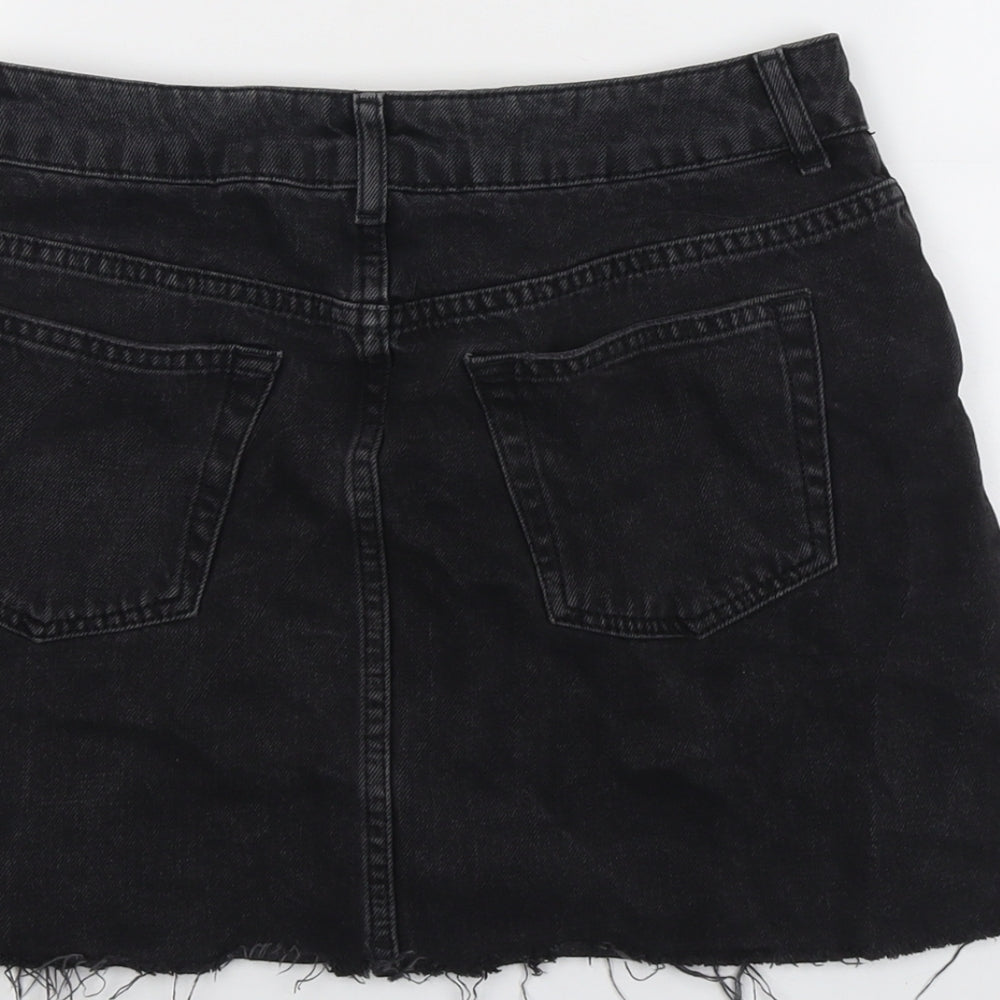 Topshop Womens Grey Cotton Mini Skirt Size 10 Button
