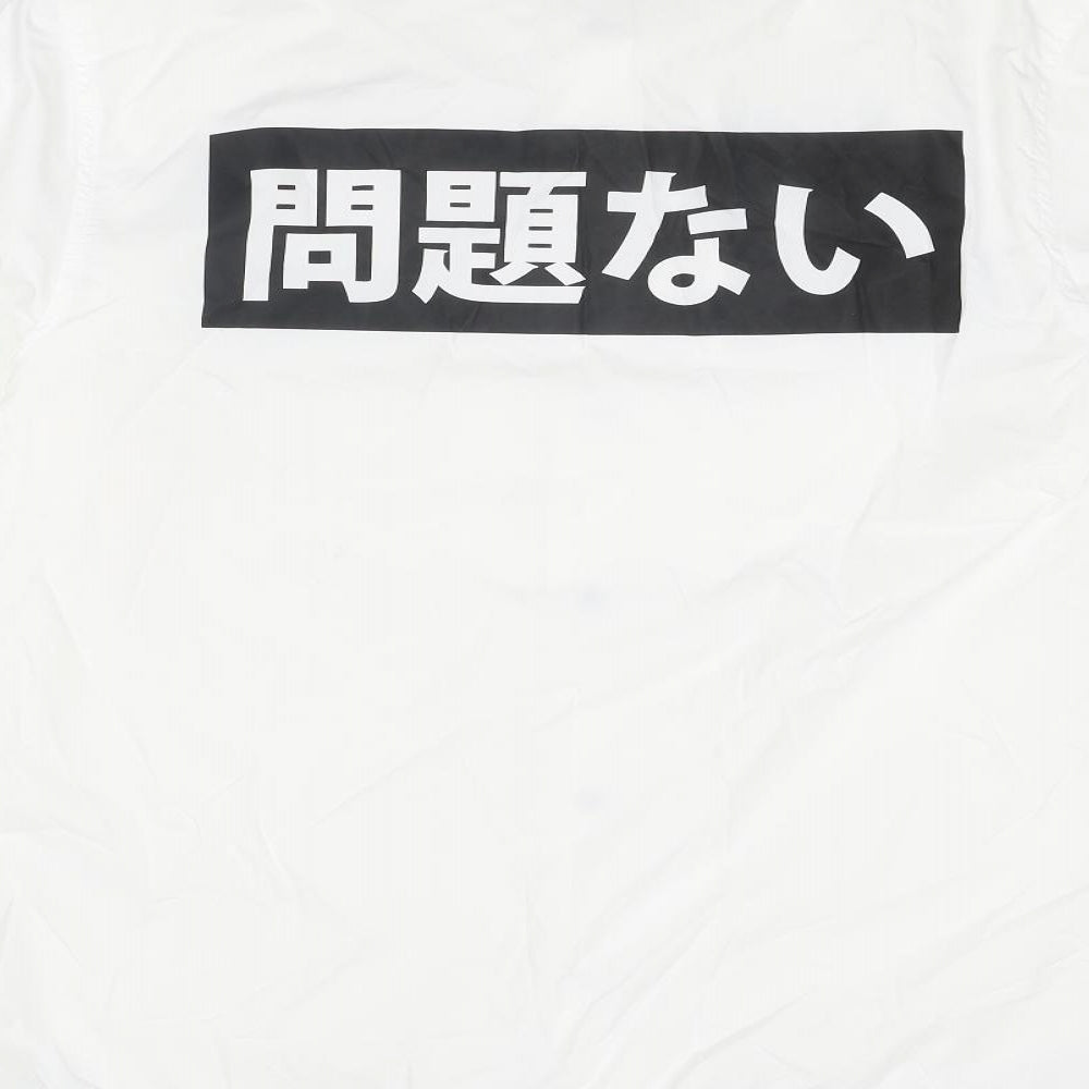 Divided by H&M Mens White Jacket Size S Snap - Japanese Print