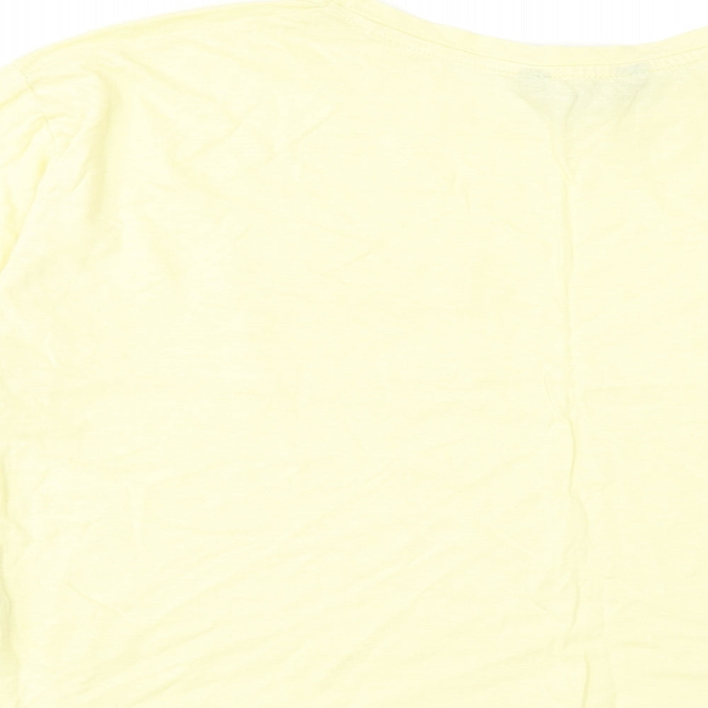 New Look Womens Yellow Cotton Basic T-Shirt Size 8 Boat Neck