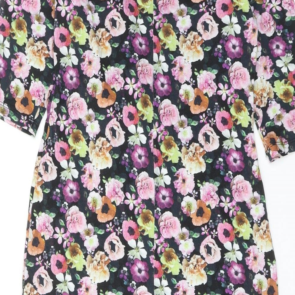 H&M Womens Multicoloured Floral Viscose A-Line Size S V-Neck Pullover