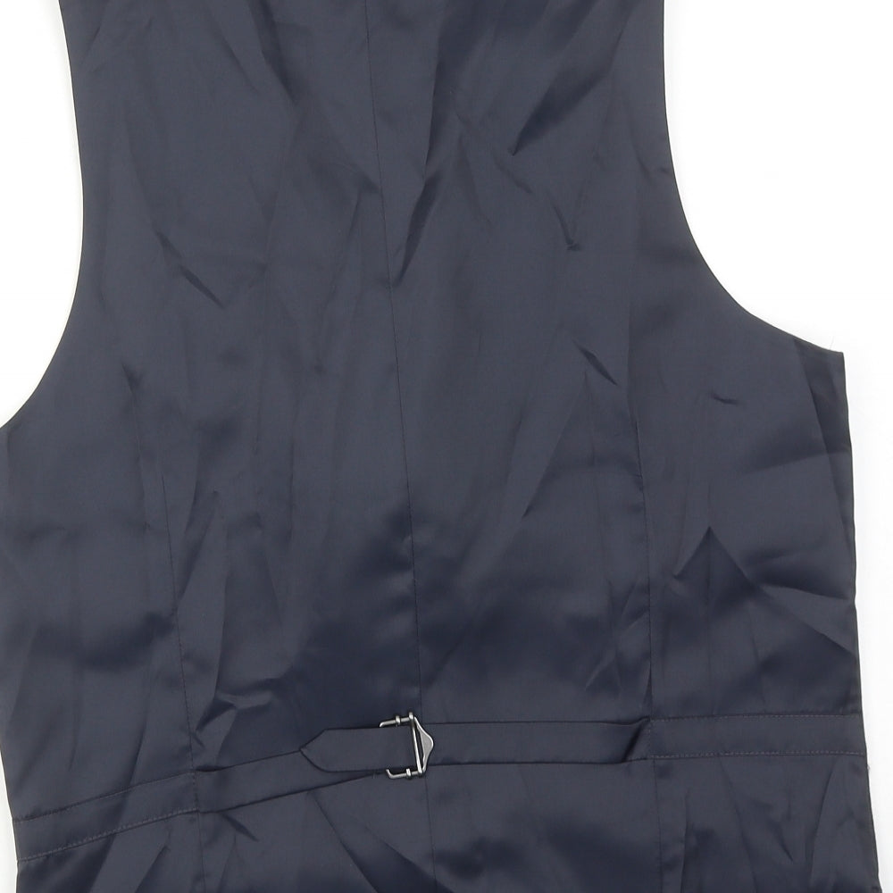 Marks & Spencer Mens Blue Polyester Jacket Suit Waistcoat Size 38 Regular