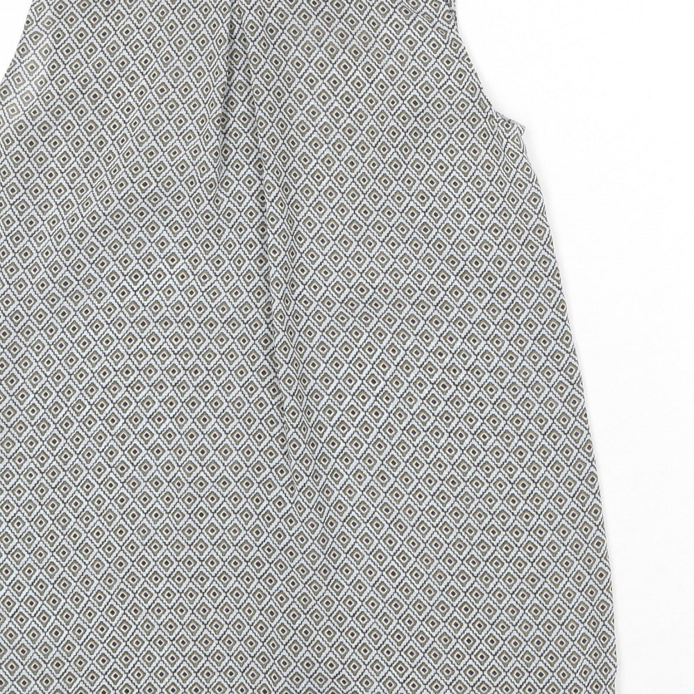 H&M Womens Multicoloured Geometric Polyester Basic Button-Up Size 8 Collared