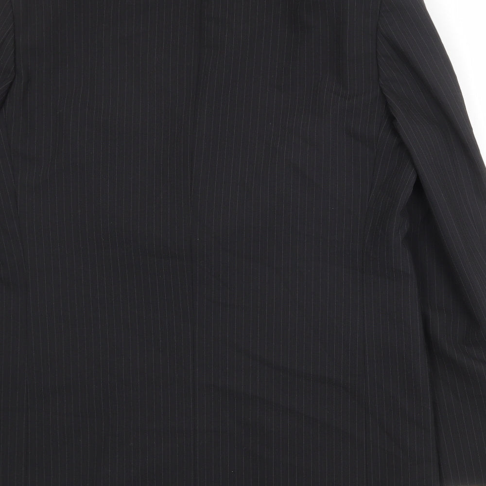 Marks & Spencer Mens Black Striped Polyester Jacket Suit Jacket Size 42 Regular