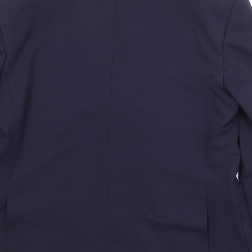Brand and care label for Autograph men’s blue polyester jacket suit jacket, size 38, regular