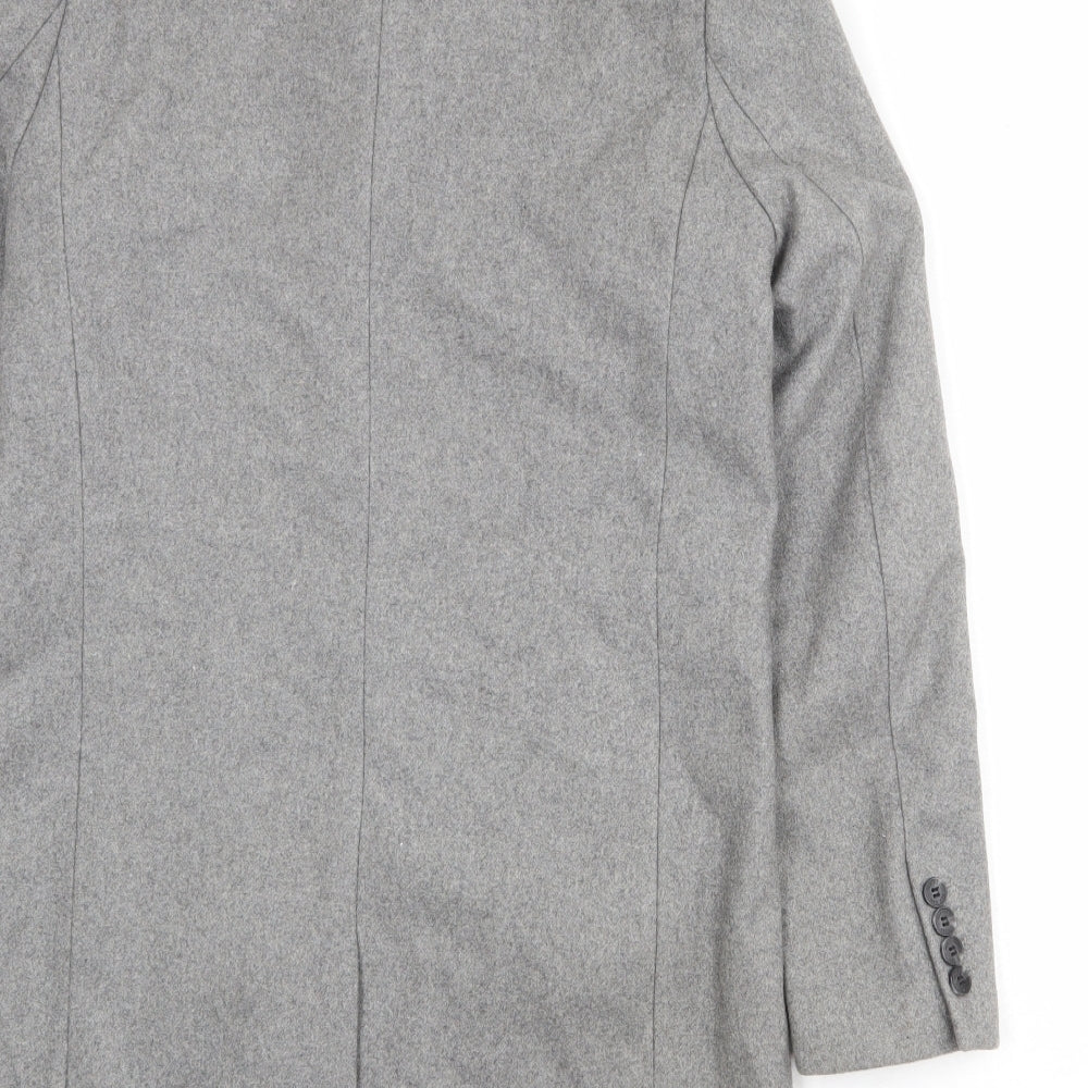 H&M Mens Grey Overcoat Coat Size 34 Button