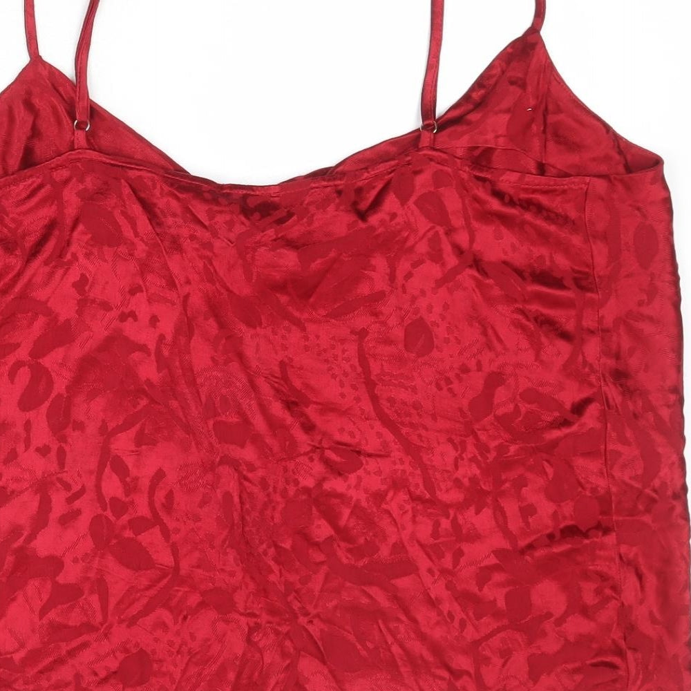 River Island Womens Red Geometric Viscose Camisole Tank Size 14 Cowl Neck