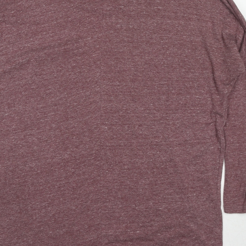 Topshop Womens Purple Polyester Basic T-Shirt Size 8 Boat Neck