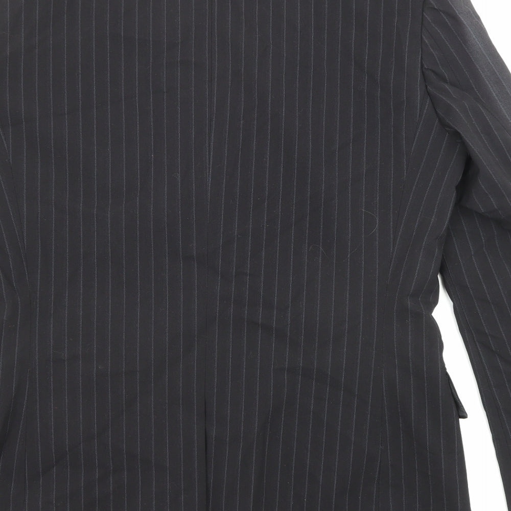 Butler & Webb Mens Black Striped Polyester Jacket Suit Jacket Size 38 Regular