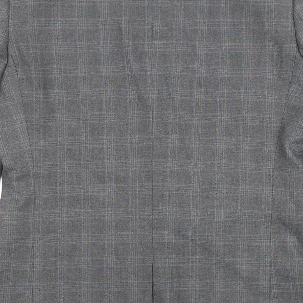 NEXT Mens Grey Plaid Polyester Jacket Suit Jacket Size 40 Regular