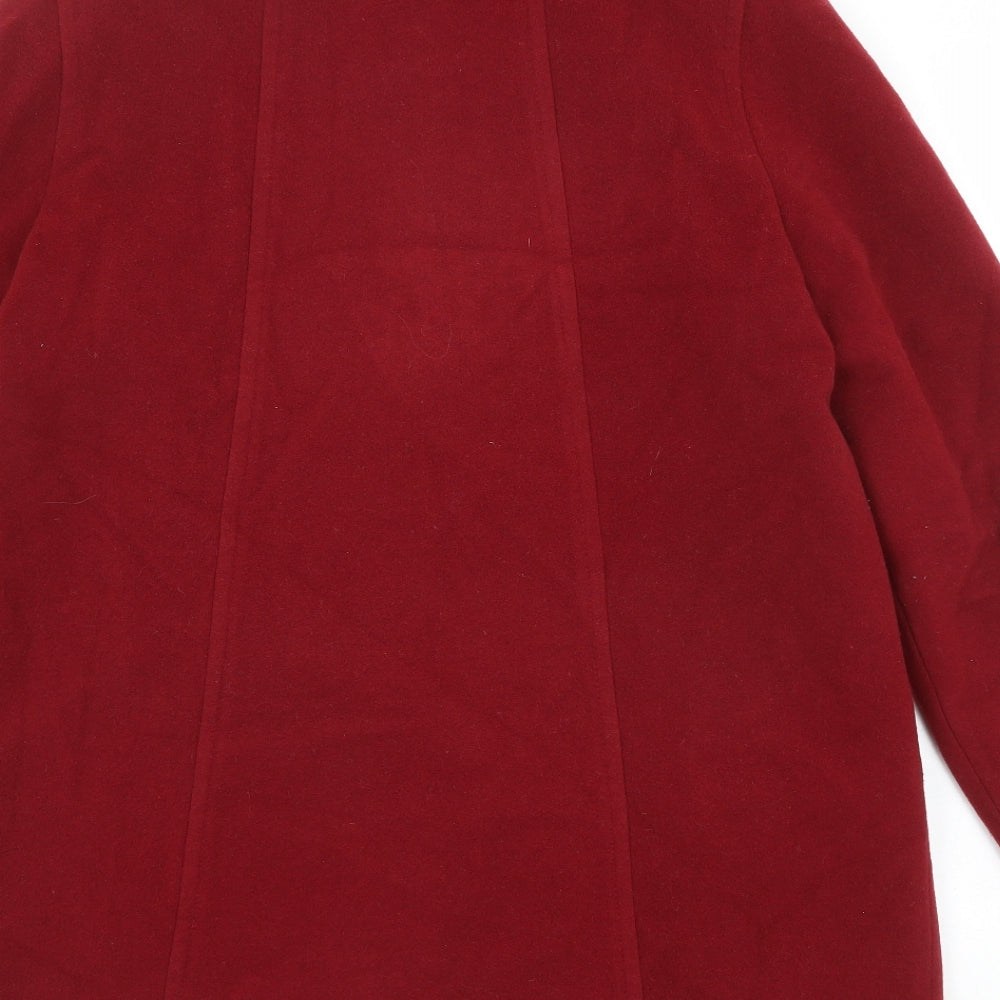BHS Womens Red Overcoat Coat Size 16 Button