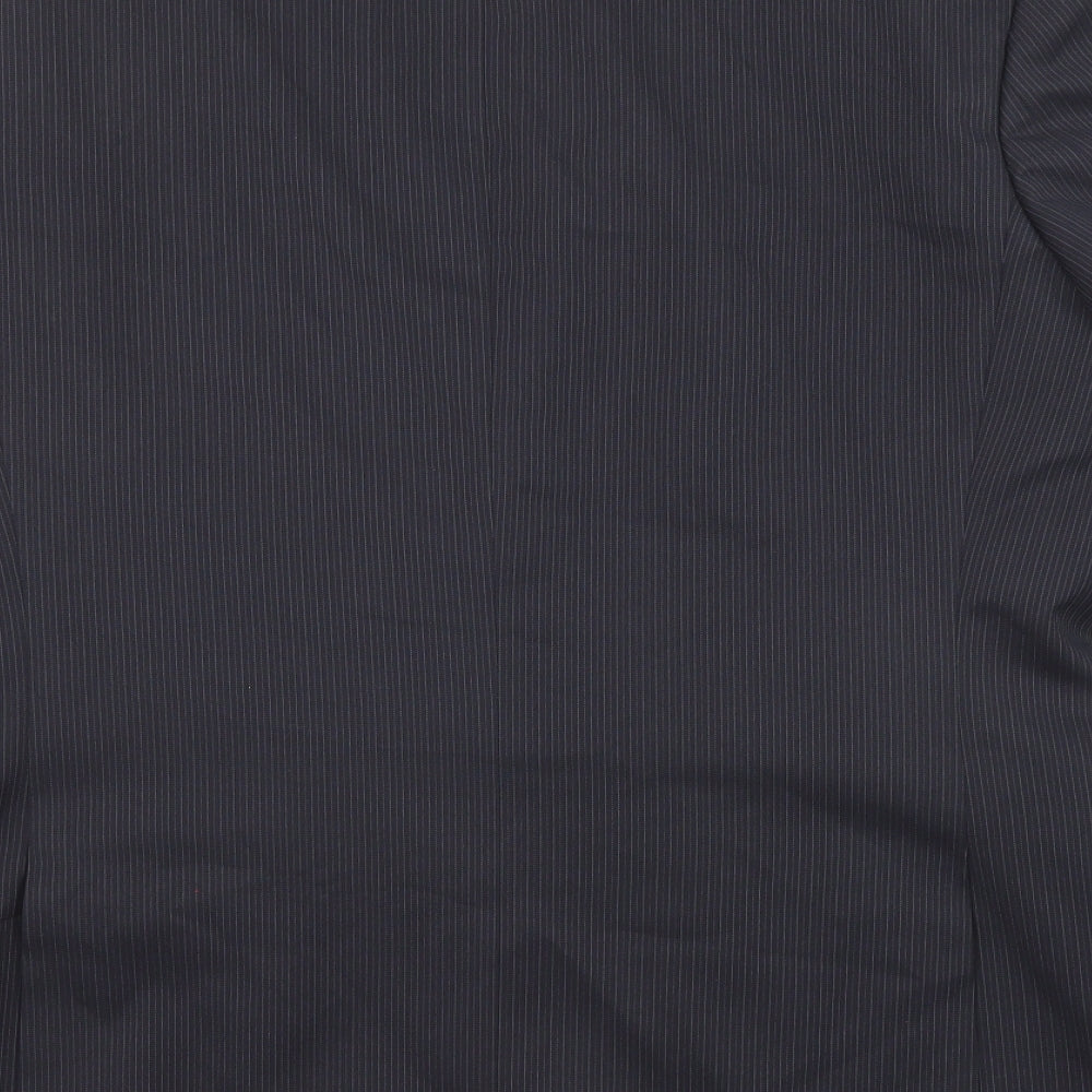 Burton Mens Black Striped Polyester Jacket Suit Jacket Size 42 Regular