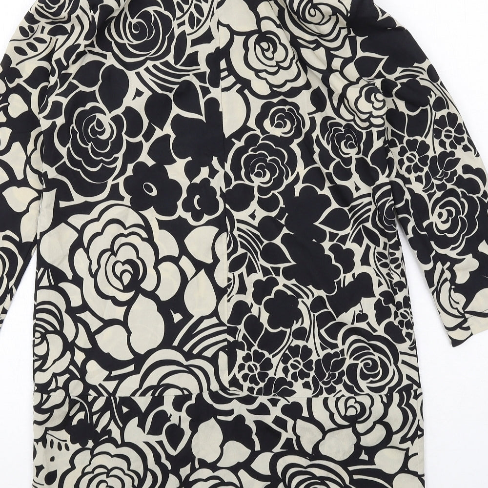 River Island Womens Black Floral Polyester Jumper Dress Size 6 Boat Neck Zip
