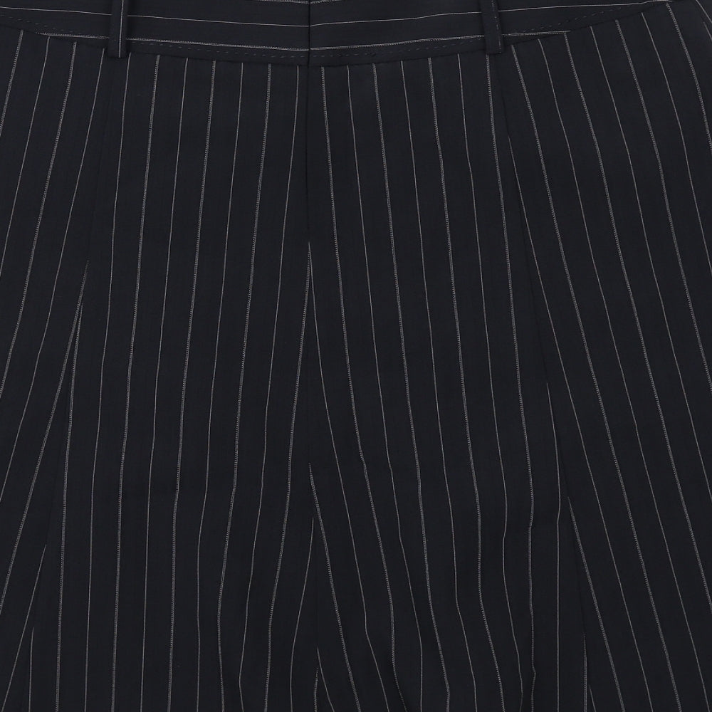 South Womens Blue Striped Polyester Swing Skirt Size 14 Zip