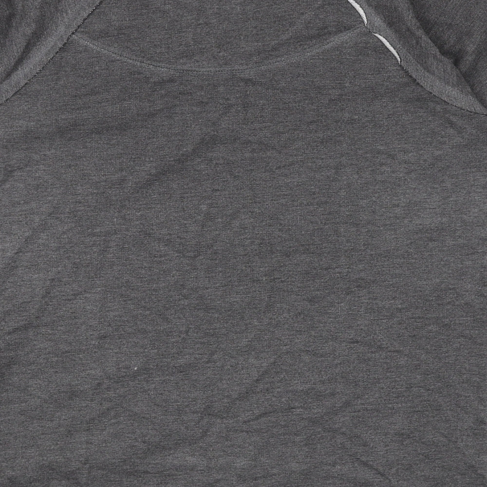 Smiley Womens Grey Cotton Basic T-Shirt Size M Boat Neck