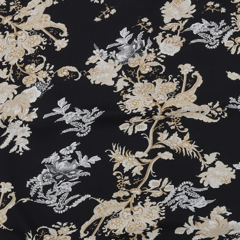 ELVI Womens Black Floral Polyester Basic Button-Up Size 22 Collared