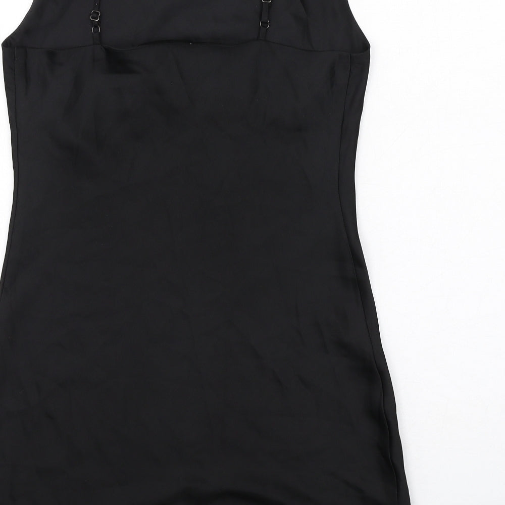 Miss Selfridge Womens Black Polyester Mini Size 8 Cowl Neck Pullover