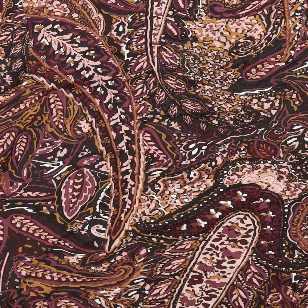 Classic Womens Multicoloured Paisley Viscose Basic Blouse Size 14 Round Neck