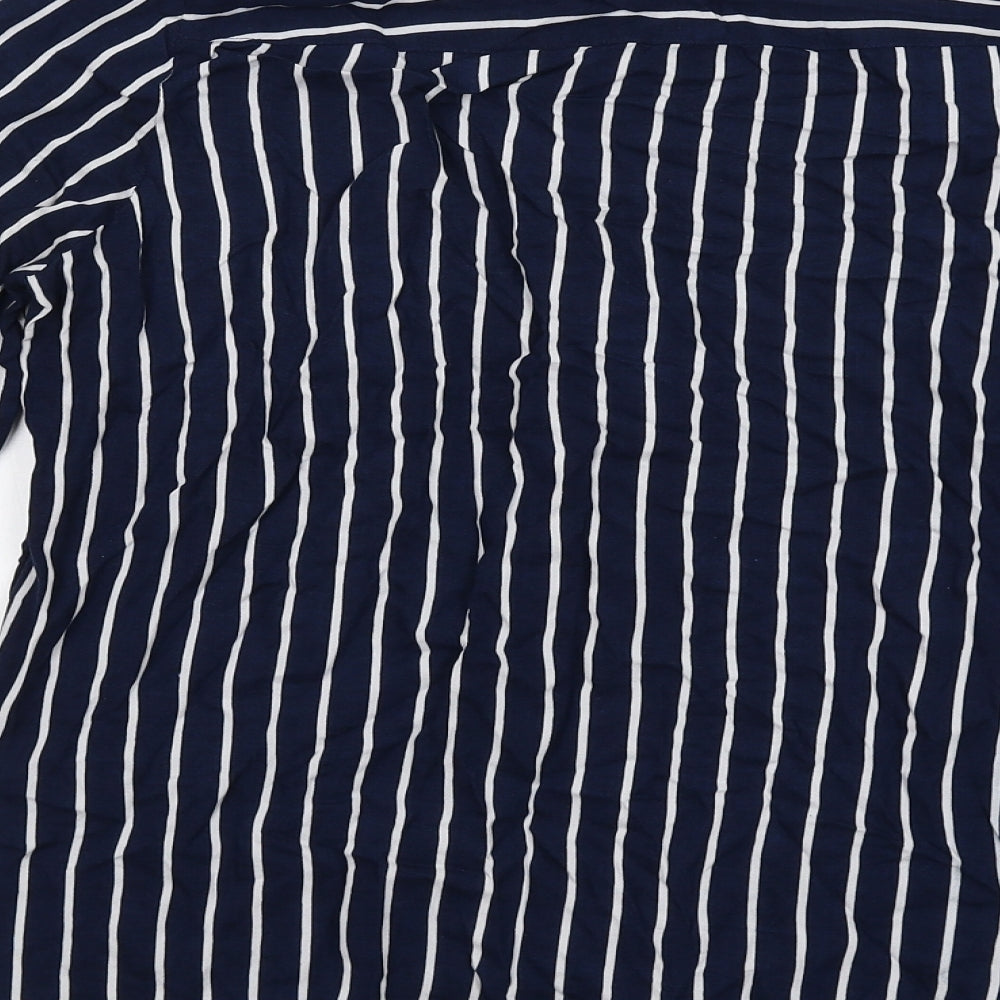 H&M Womens Blue Viscose Basic Button-Up Size 10 Collared