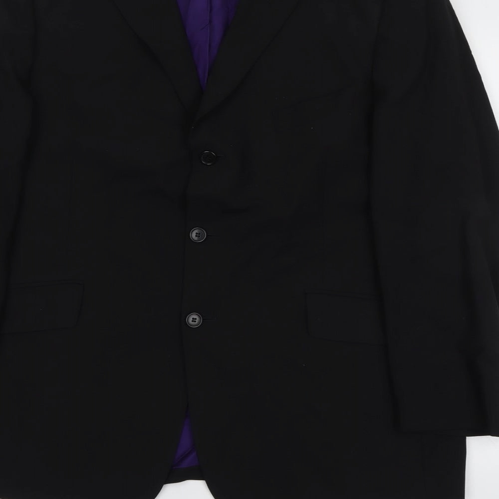 Marks & Spencer Mens Black Patent Leather Jacket Suit Jacket Size 44 Regular