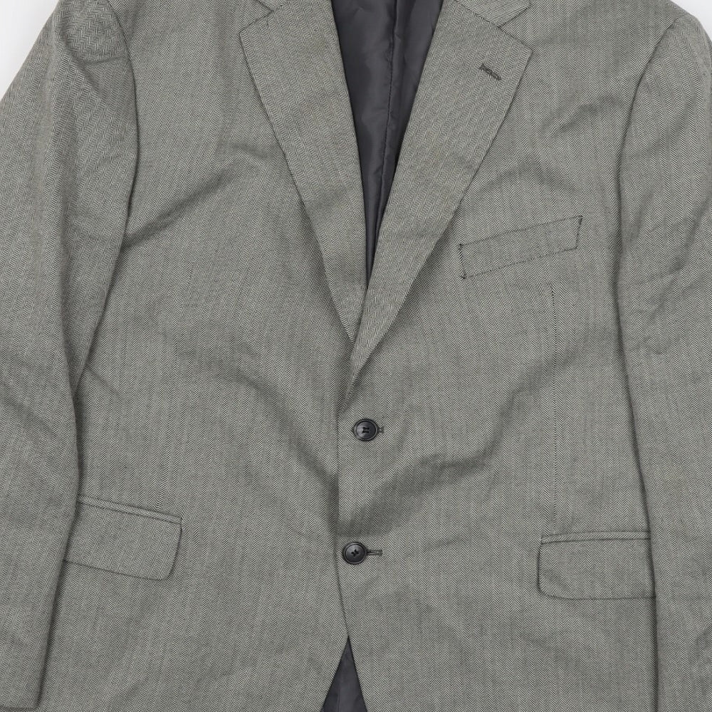 Marks & Spencer Mens Grey Striped Polyester Jacket Suit Jacket Size 46 Regular