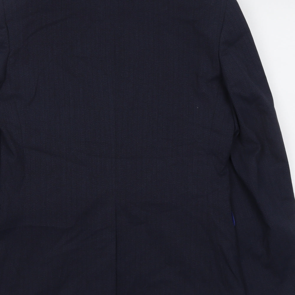 Marks & Spencer Mens Blue Striped Polyester Jacket Suit Jacket Size 36 Regular