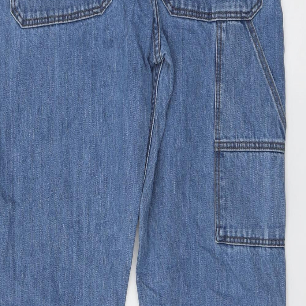 Marks & Spencer Mens Blue Cotton Straight Jeans Size 32 in L33 in Regular Button