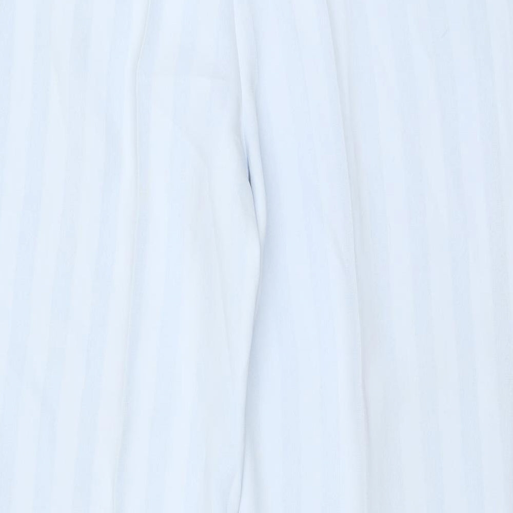 Busy Womens Blue Striped Polyester Trousers Size 14 Regular Zip