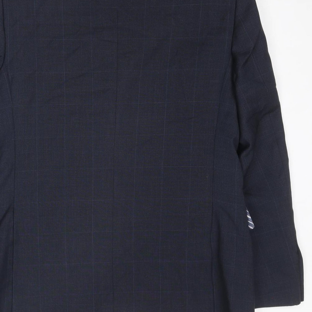 Marks & Spencer Mens Blue Check Wool Jacket Suit Jacket Size 40 Regular