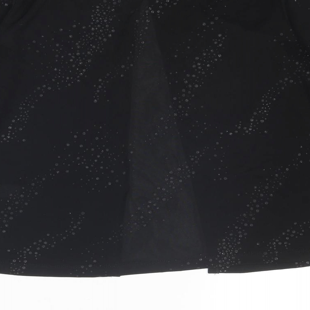 BHS Womens Black Geometric Polyester Basic Blouse Size 12 Round Neck