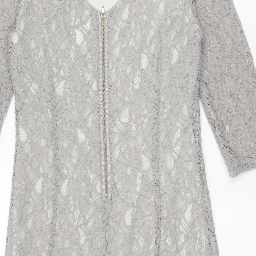 InWear Womens Grey Polyamide Sheath Size 12 Boat Neck Zip