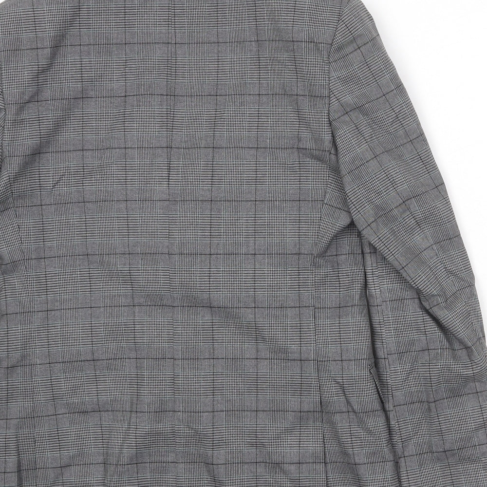 Marks & Spencer Mens Grey Plaid Polyester Jacket Suit Jacket Size 36 Regular