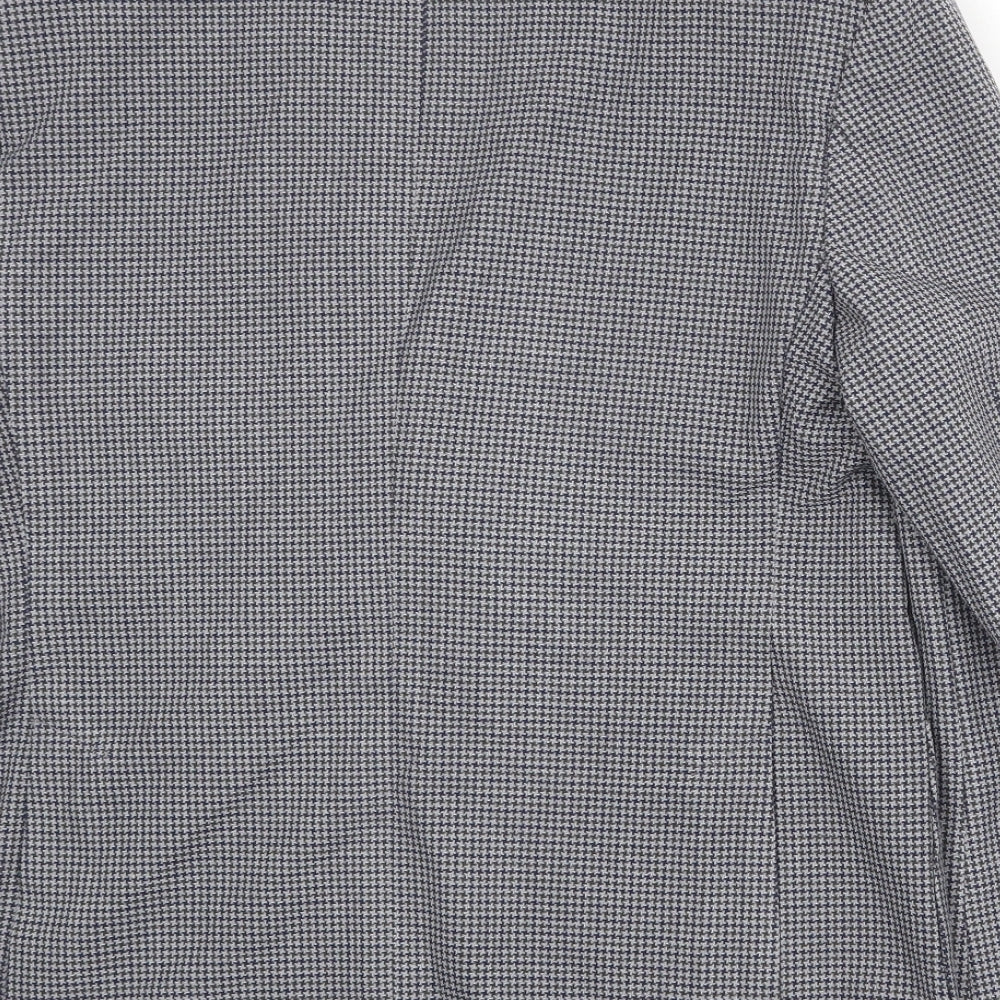 Marks & Spencer Mens Grey Geometric Polyester Jacket Blazer Size 38 Regular