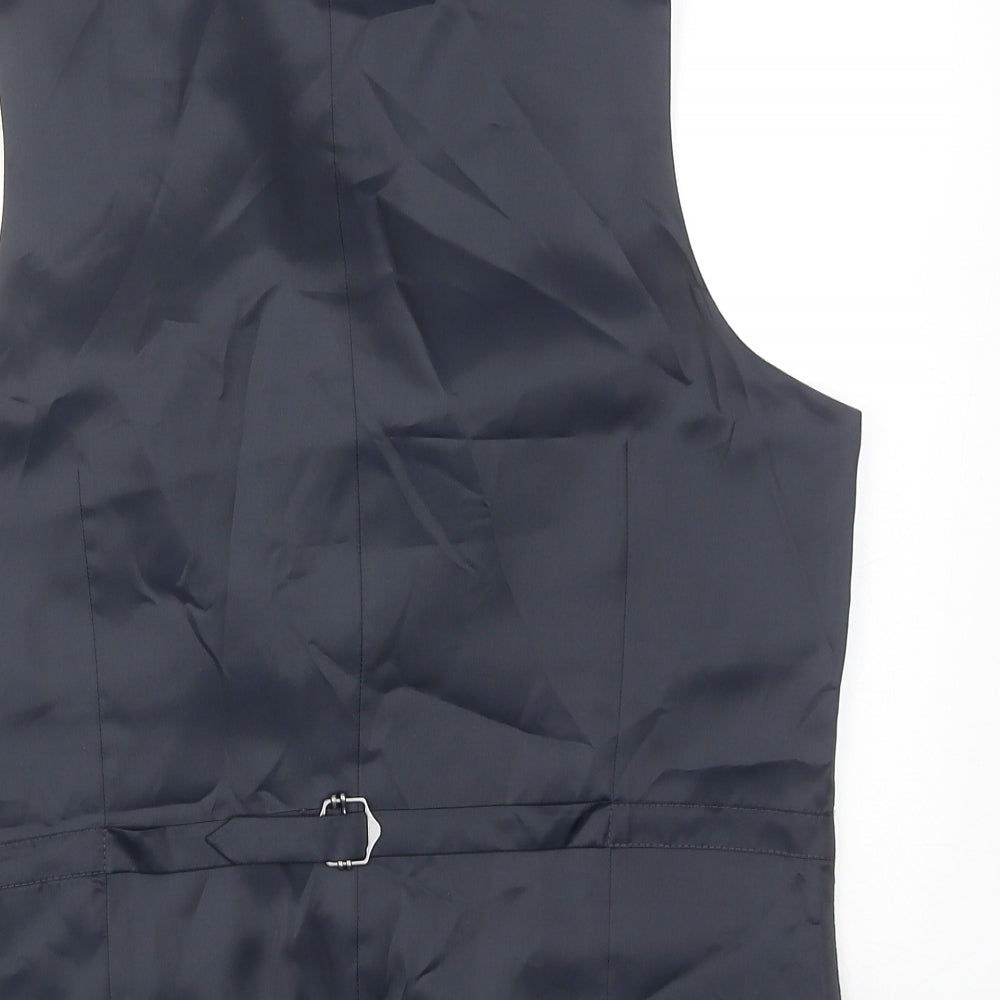 Marks & Spencer Mens Blue Polyester Jacket Suit Waistcoat Size 38 Regular