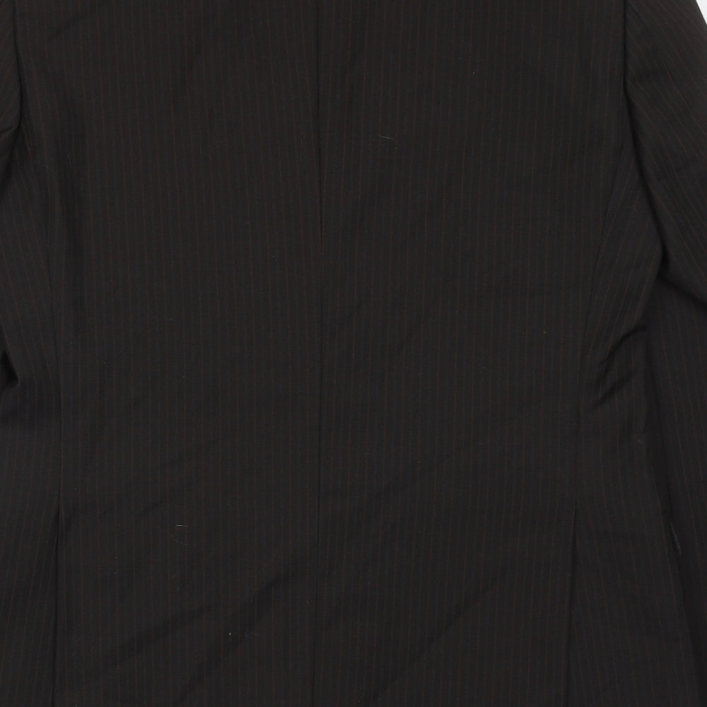 Topman Mens Brown Striped Polyester Jacket Suit Jacket Size 38 Regular