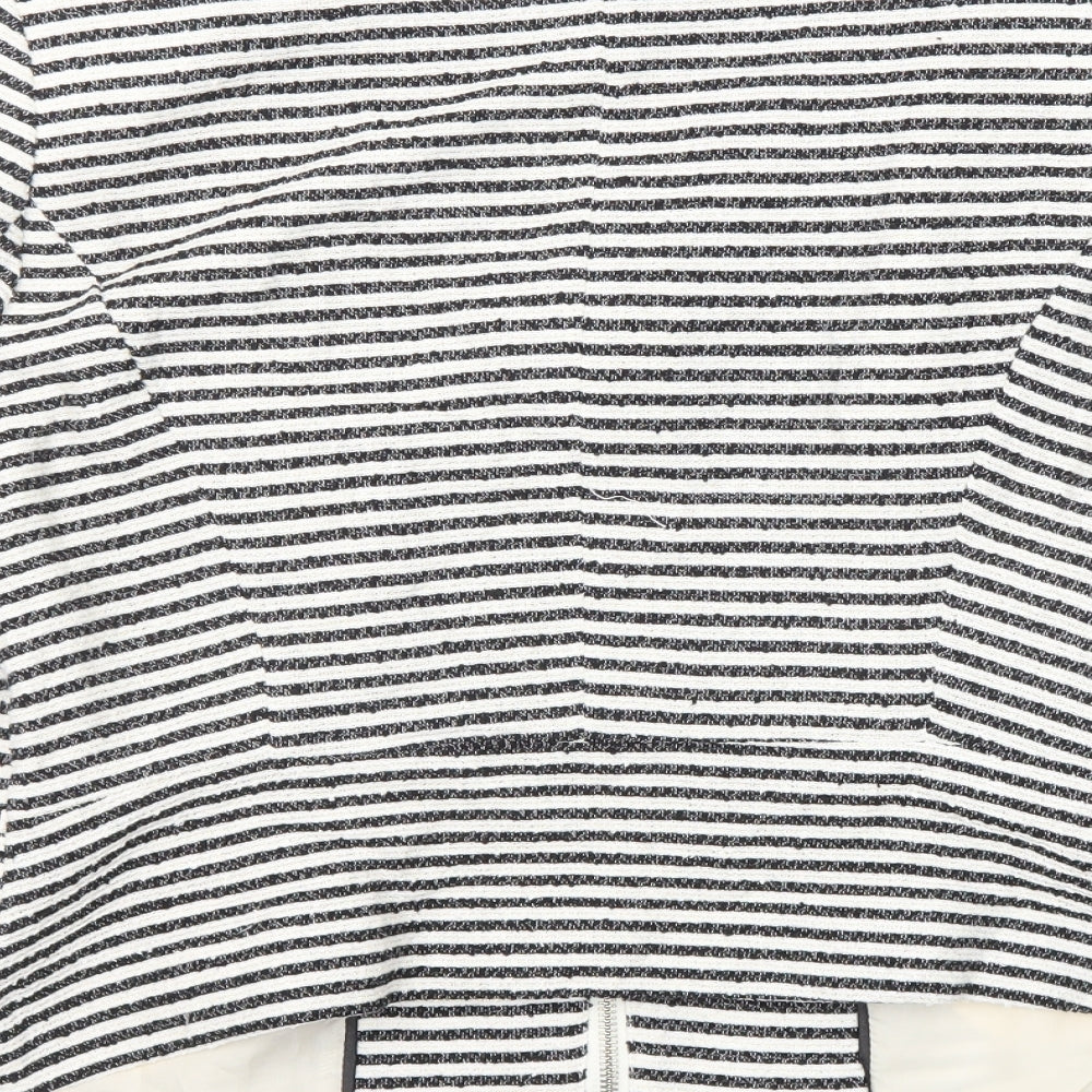 H&M Womens Black Striped Jacket Blazer Size 12 Zip