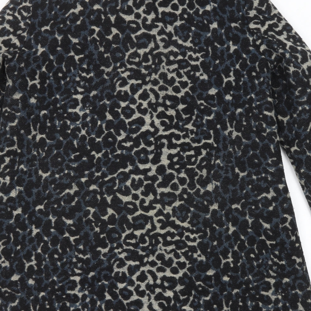 Mango Womens Multicoloured Animal Print Pea Coat Coat Size L Button - Leopard Print