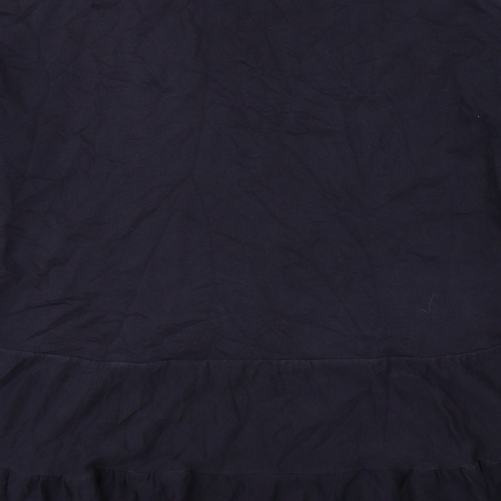 River Island Womens Blue Cotton Trapeze & Swing Size L Boat Neck Pullover