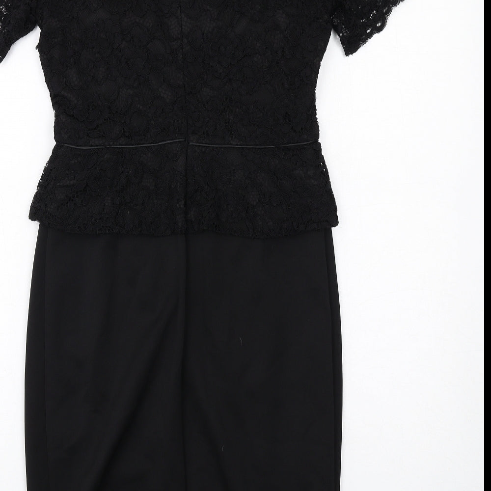 Phase Eight Womens Black Nylon Shift Size 10 Round Neck Zip