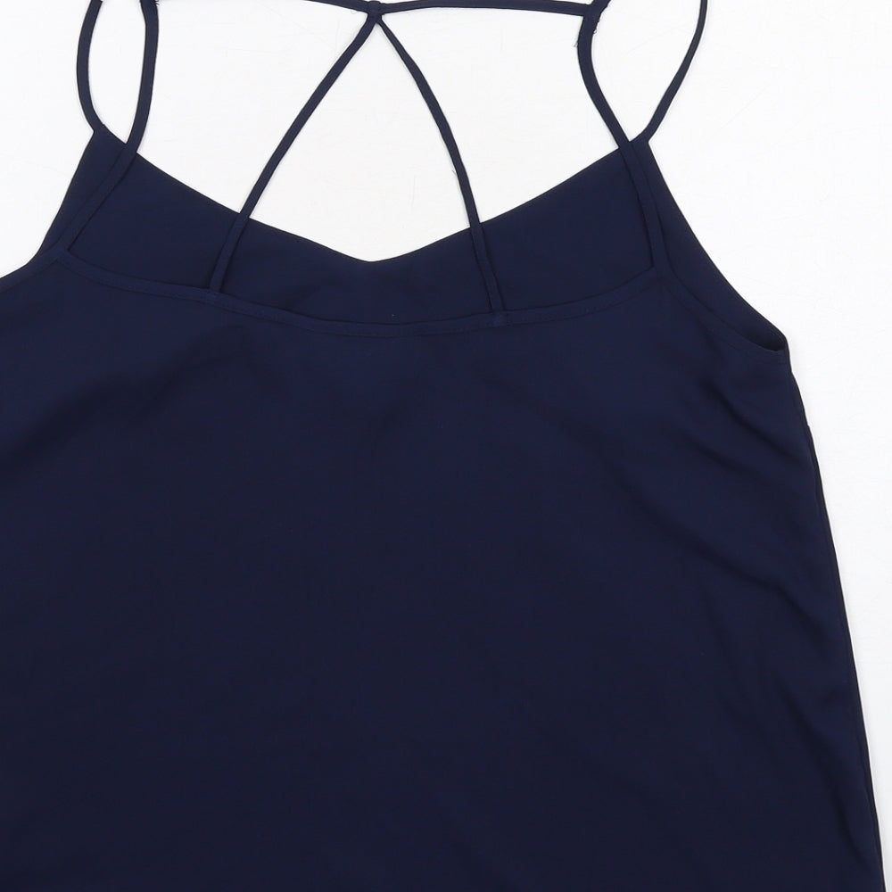 Lipsy Womens Blue Polyester Basic Tank Size 10 V-Neck