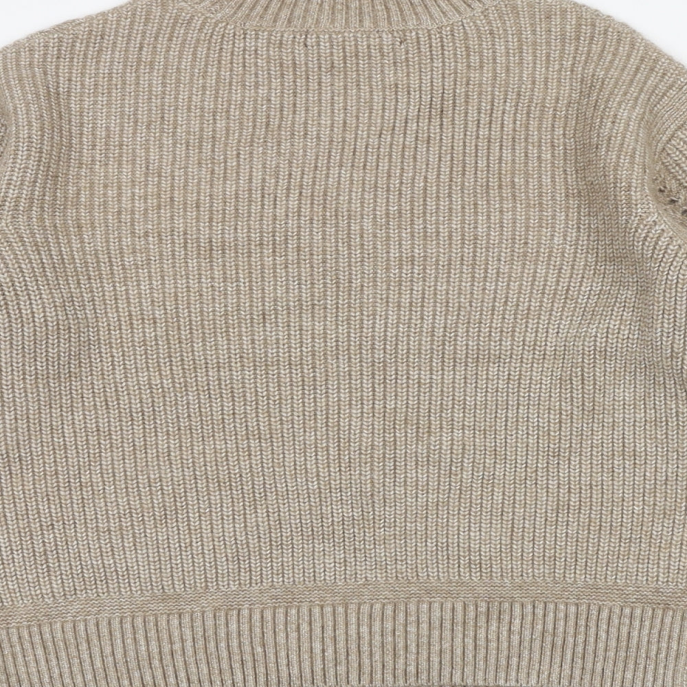 Marks & Spencer Womens Beige Round Neck Acrylic Pullover Jumper Size S