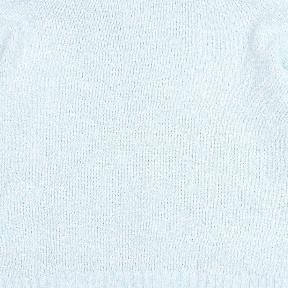 Lauren Taylor Womens Blue Collared Acrylic Full Zip Jumper Size M - Size M/L