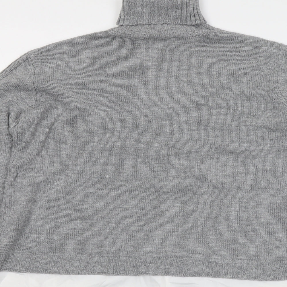 Dorothy Perkins Womens Grey Roll Neck Acrylic Pullover Jumper Size 8