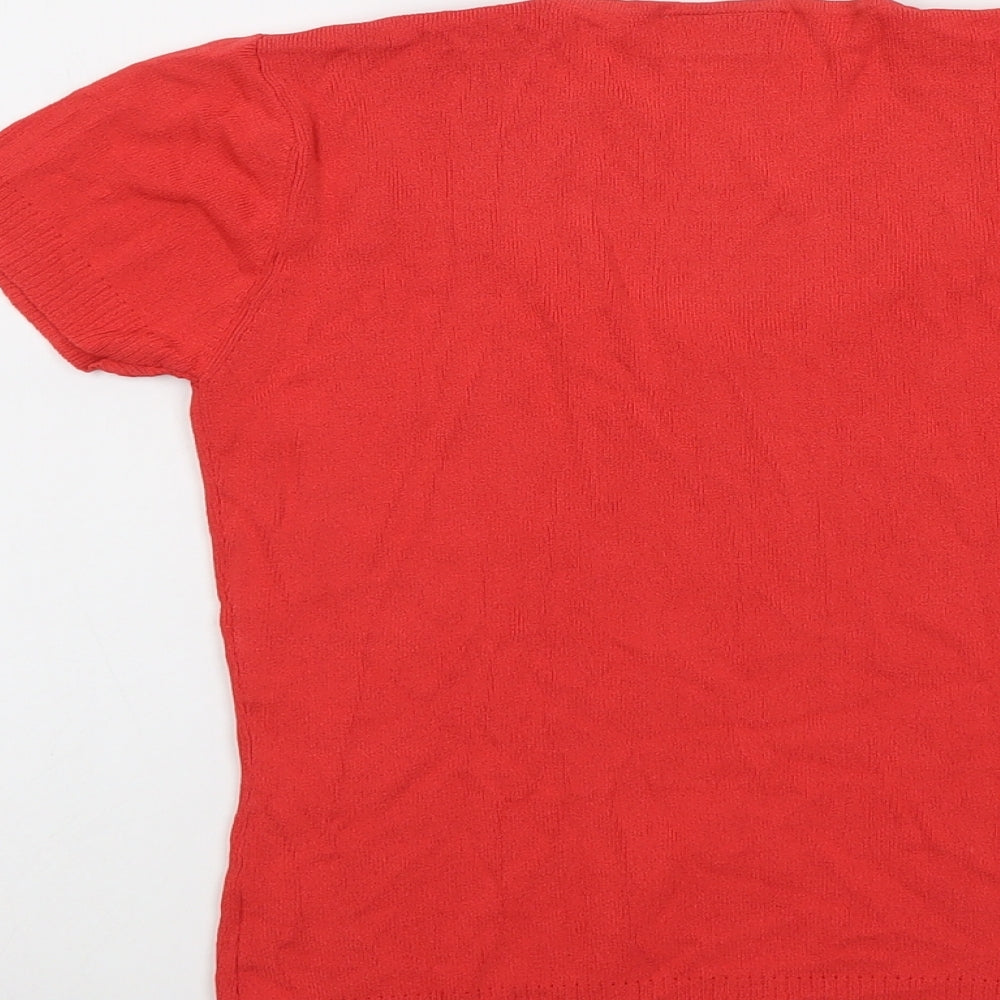 Wallis Womens Red Scoop Neck Viscose Pullover Jumper Size 12