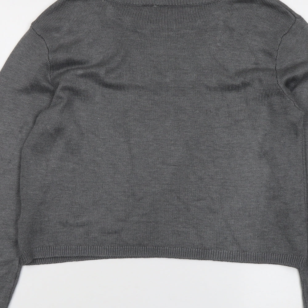 H&M Womens Grey Round Neck Acrylic Pullover Jumper Size S