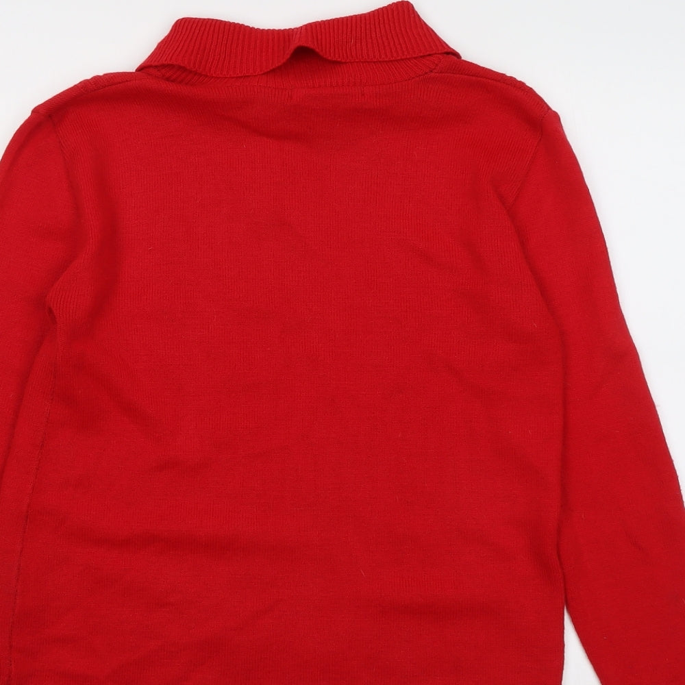 Pure & Natural Womens Red Roll Neck Acrylic Pullover Jumper Size M